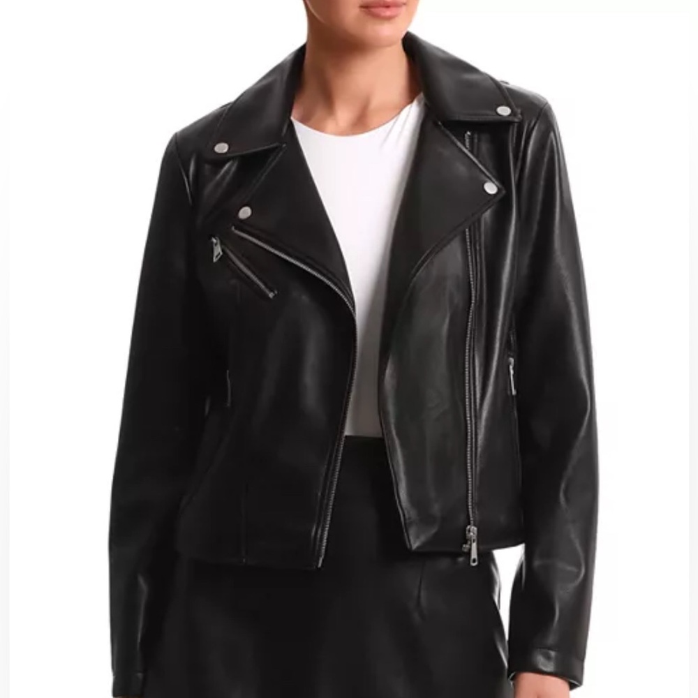 Bagatelle Black Faux Leather Moto Biker Jacket Plus Size 3X NWT